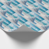 Patriottische Amerikaanse kerstboom op het strand Cadeaupapier (Hoek)