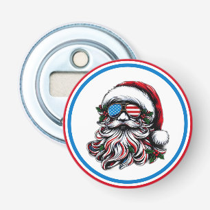Patriottische/Amerikaanse Kerstman Button Flesopener