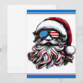 Patriottische/Amerikaanse Kerstman Feestdagenkaart (Voorkant / Achterkant)
