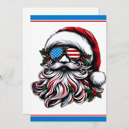 Patriottische/Amerikaanse Kerstman Feestdagenkaart (Voorkant / Achterkant)
