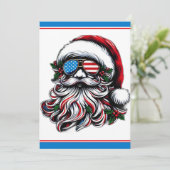 Patriottische/Amerikaanse Kerstman Feestdagenkaart (Staand voorkant)