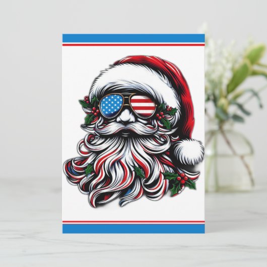 Patriottische/Amerikaanse Kerstman Feestdagenkaart (Staand voorkant)