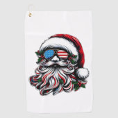 Patriottische/Amerikaanse Kerstman Golfhanddoek (Voorkant)