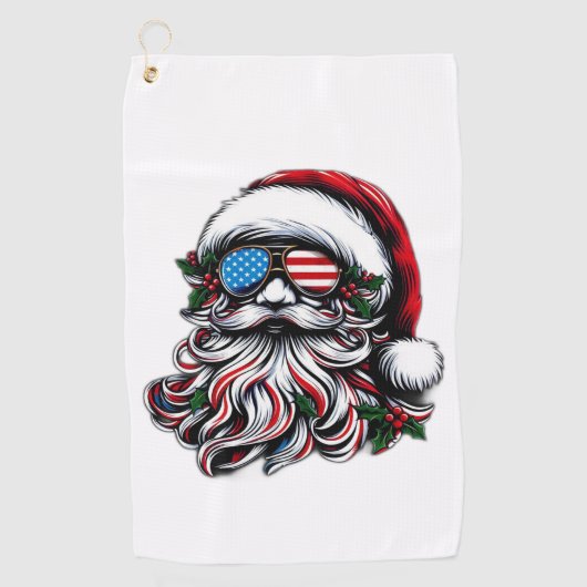 Patriottische/Amerikaanse Kerstman Golfhanddoek (Voorkant)