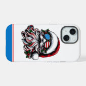 Patriottische/Amerikaanse Kerstman iPhone 15 Case (Achterkant horizontaal)