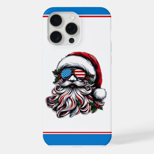 Patriottische/Amerikaanse Kerstman iPhone Hoesje (Achterkant)