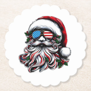 Patriottische/Amerikaanse Kerstman Kartonnen Onderzetters