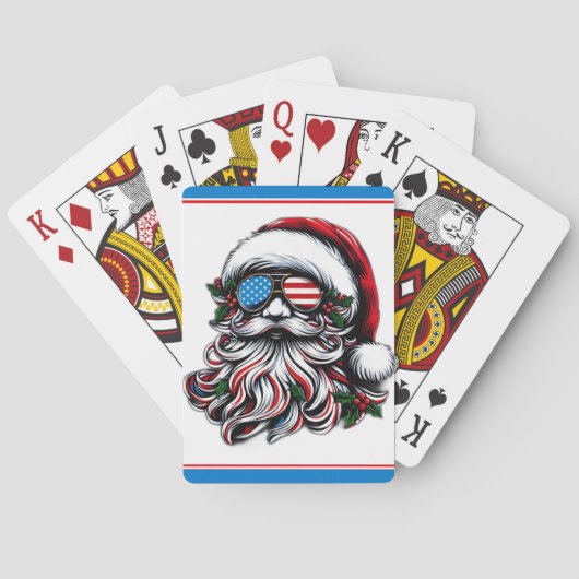 Patriottische/Amerikaanse Kerstman Pokerkaarten (Achterkant)