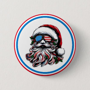 Patriottische/Amerikaanse Kerstman Ronde Button 5,7 Cm
