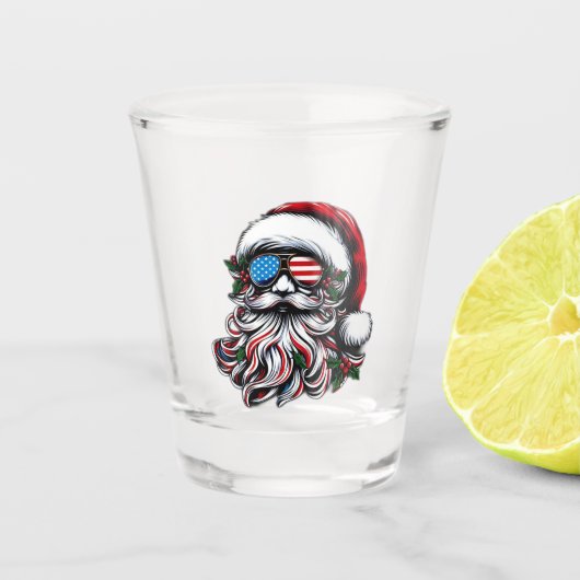 Patriottische/Amerikaanse Kerstman Shot Glas (Voorkant)