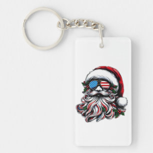 Patriottische/Amerikaanse Kerstman Sleutelhanger