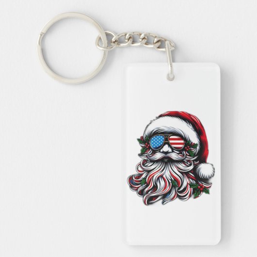 Patriottische/Amerikaanse Kerstman Sleutelhanger (Voorkant)
