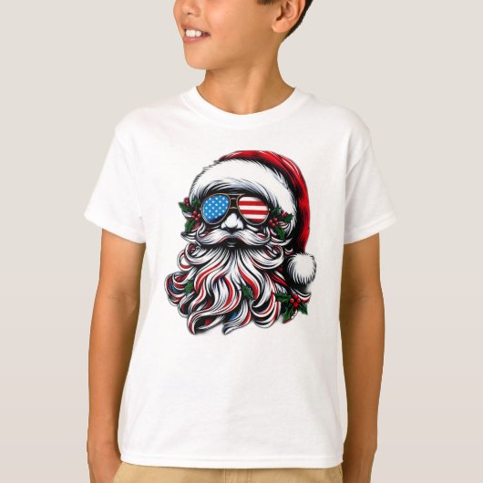 Patriottische/Amerikaanse Kerstman T-shirt (Voorkant)