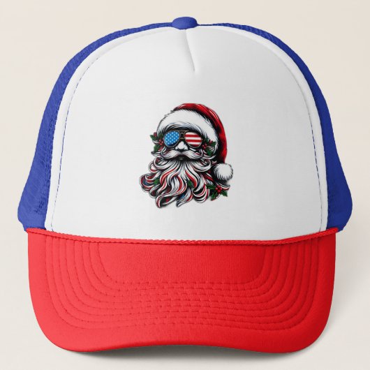 Patriottische/Amerikaanse Kerstman Trucker Pet (Voorkant)