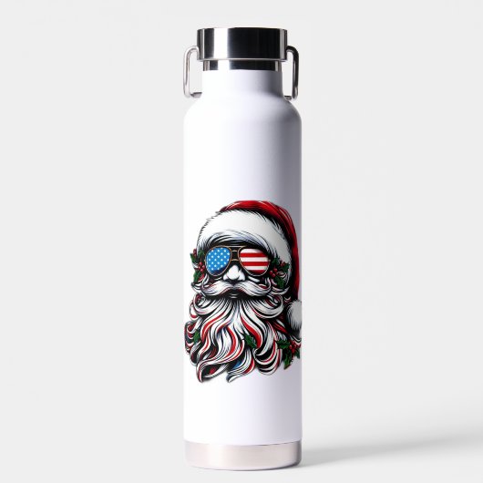 Patriottische/Amerikaanse Kerstman Waterfles (Voorkant)