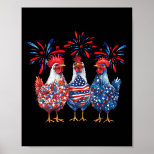 Patriottische Amerikaanse kip 4 juli Amerikaanse v Poster