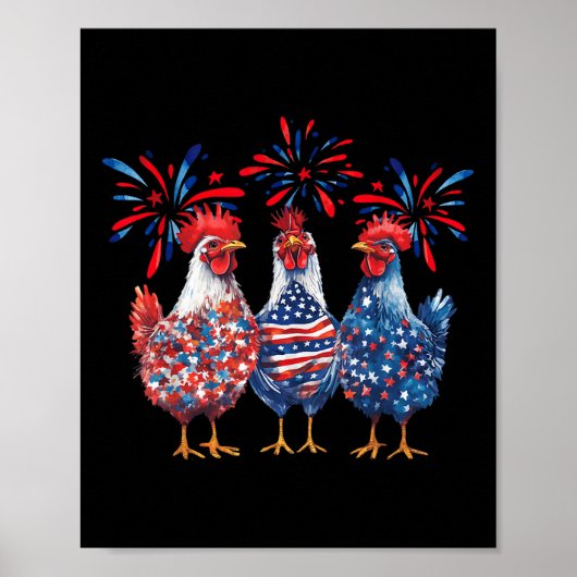 Patriottische Amerikaanse kip 4 juli Amerikaanse v Poster (Voorkant)