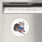 Patriottische Amerikaanse Korthaar Tabby Kat Magneet (Insitu (Vaatwasser))