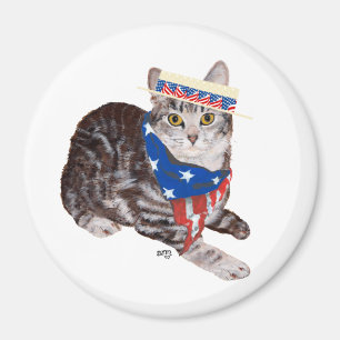Patriottische Amerikaanse Korthaar Tabby Kat Magneet