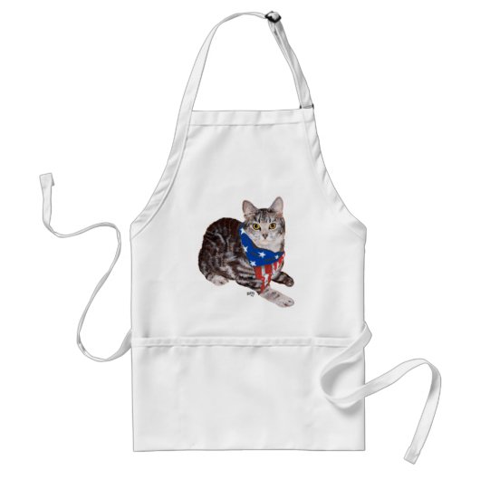 Patriottische Amerikaanse Korthaar Tabby Kat Standaard Schort (Voorkant)