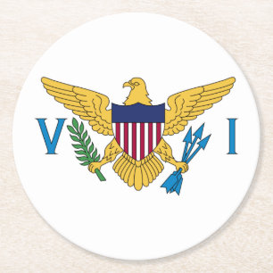 Patriottische Amerikaanse Maagdeneilanden Vlag Ronde Kartonnen Onderzetter
