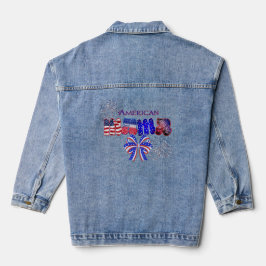 Patriottische Amerikaanse Mama Rood Wit & Blauw Denim Jacket