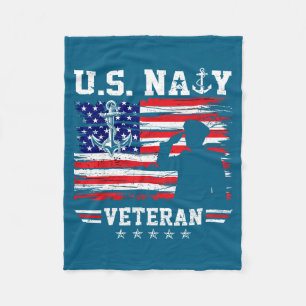 Patriottische Amerikaanse marine veteraan vlag VS Fleece Deken