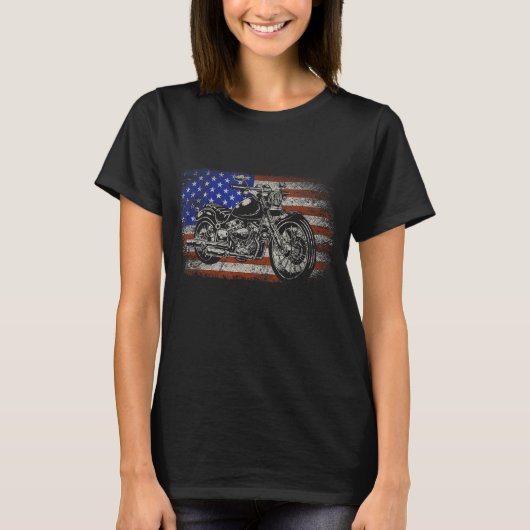 Patriottische Amerikaanse motorfiets Rider Gift US T-shirt (Voorkant)