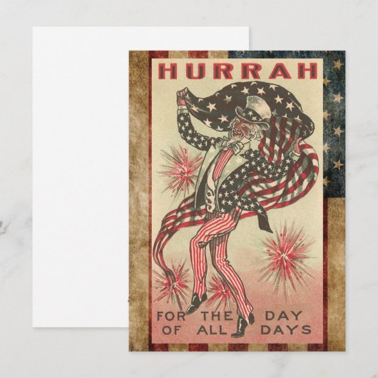 Patriottische Amerikaanse oom Sam 4th van juli Feestdagenkaart (Voorkant / Achterkant)