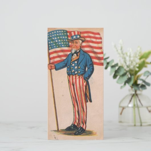Patriottische Amerikaanse oom Sam 4th van juli Feestdagenkaart (Staand voorkant)