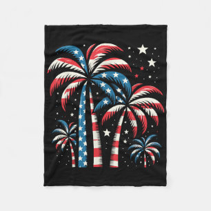 Patriottische Amerikaanse Palmboom Zomer Usa Vlag Fleece Deken