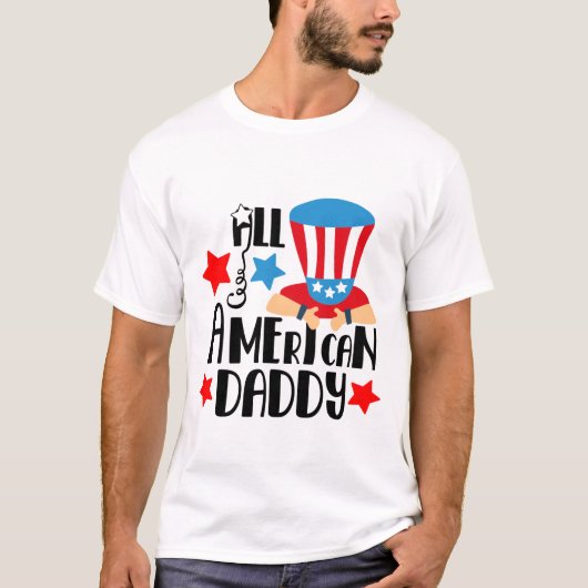 Patriottische Amerikaanse papa woordkunst T-shirt (Voorkant)