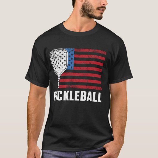 patriottische Amerikaanse Pickleball-vlag T-shirt (Voorkant)