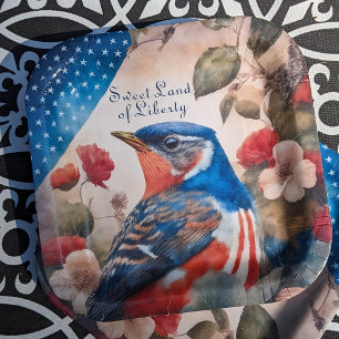 Patriottische Amerikaanse Robin Vintage 4 juli Par Papieren Bordje