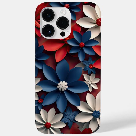 PATRIOTTISCHE AMERIKAANSE ROOD WIT BLAUWE BLOEMEN Case-Mate iPhone CASE (Achterkant)