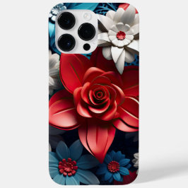 PATRIOTTISCHE AMERIKAANSE ROOD WIT BLAUWE BLOEMEN Case-Mate iPhone 14 PRO MAX HOESJE
