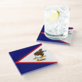 Patriottische Amerikaanse Samoa Flag Glazen Onderzetter (Schuin)