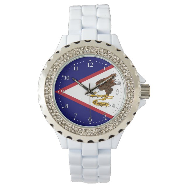 Patriottische Amerikaanse Samoa Flag Horloge (Voorkant)