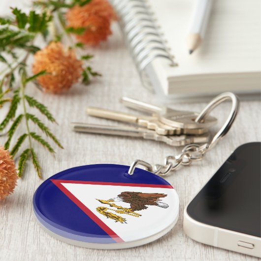 Patriottische Amerikaanse Samoa Flag Sleutelhanger (Voorkant Rechts)