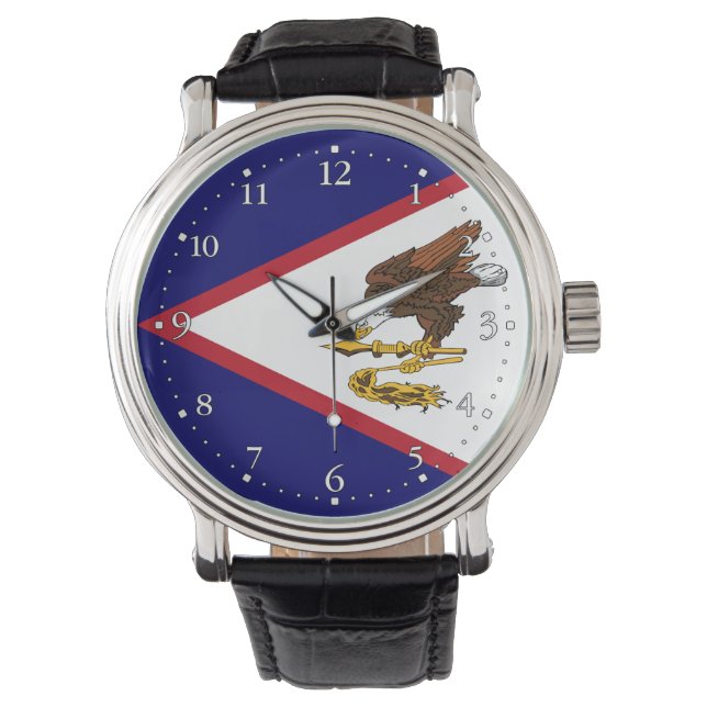 Patriottische Amerikaanse Samoa Flag Watch Horloge (Voorkant)
