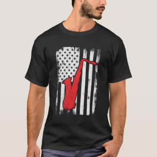 Patriottische Amerikaanse saxofonist T-shirt