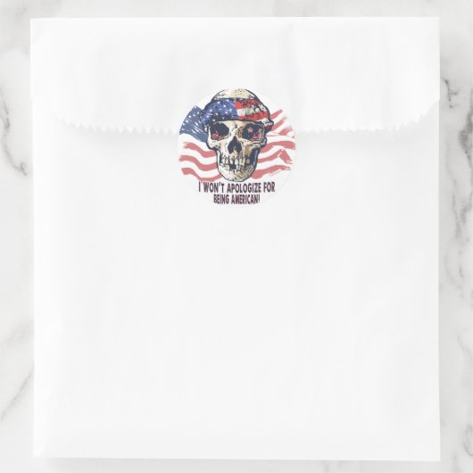 Patriottische Amerikaanse schedel Ronde Sticker (Tas)