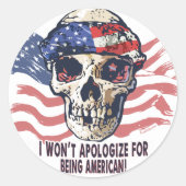 Patriottische Amerikaanse schedel Ronde Sticker (Voorkant)