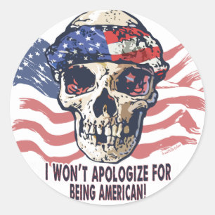 Patriottische Amerikaanse schedel Ronde Sticker