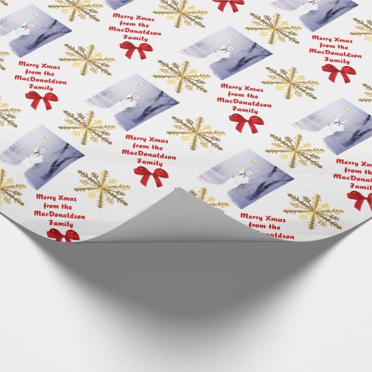 Patriottische Amerikaanse sneeuwman Cadeaupapier (Hoek)