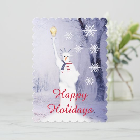 Patriottische Amerikaanse sneeuwvakantie Feestdagenkaart (Staand voorkant)