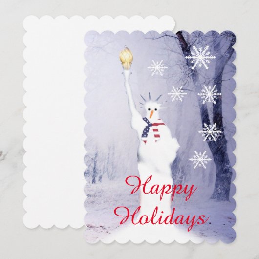 Patriottische Amerikaanse sneeuwvakantie Feestdagenkaart (Voorkant / Achterkant)