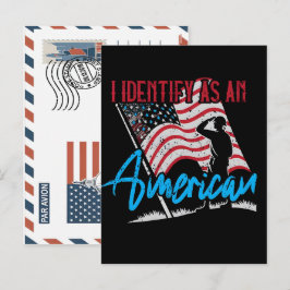 Patriottische Amerikaanse soldaat die de vlag groe Feestdagenkaart