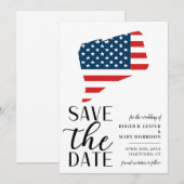 Patriottische Amerikaanse staat Connecticut huweli Save The Date (Voorkant / Achterkant)