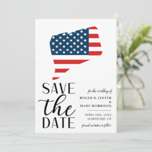 Patriottische Amerikaanse staat Connecticut huweli Save The Date